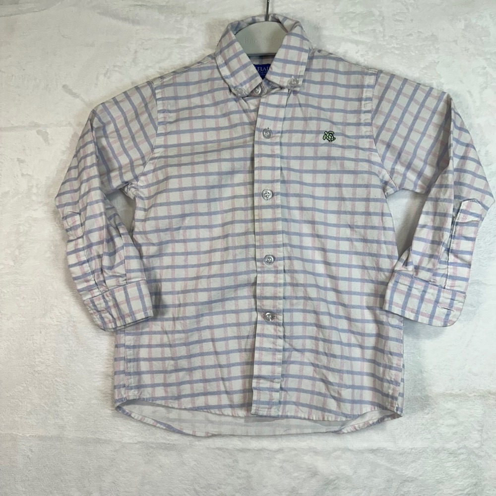 J. Bailey Roscoe Shirt 3T White Blue Pink Plaid Button Up Toddler Boy‎